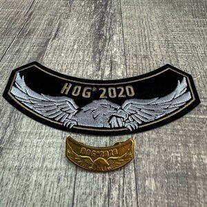 2020 Harley Davidson Collectible HOG Group Owners Rocker Patch and Pin Set NEW
